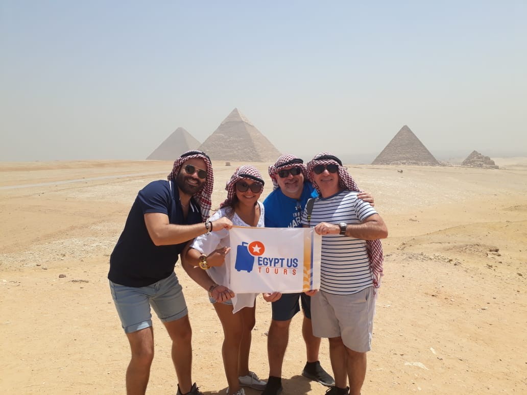 Egypt Us clients having fun at the Giza pyramids